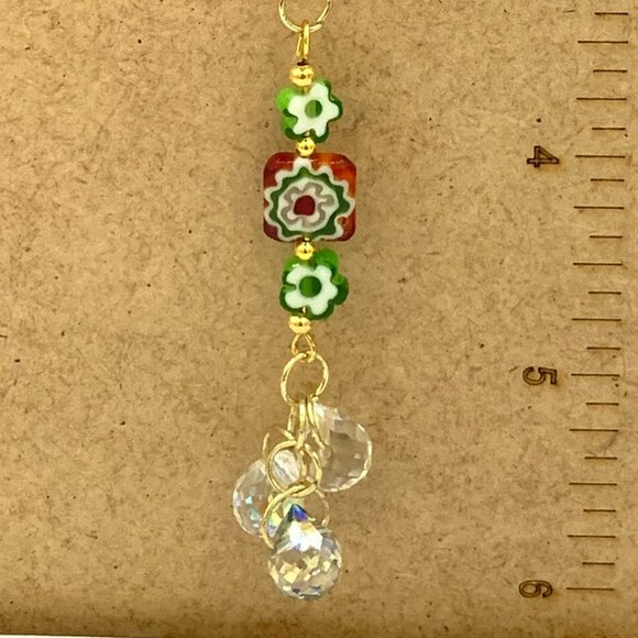 Flowers Beaded Car Rearview Mirror Suncatcher Prism Charm Gift Handmade CC103 - Picture 2 of 3